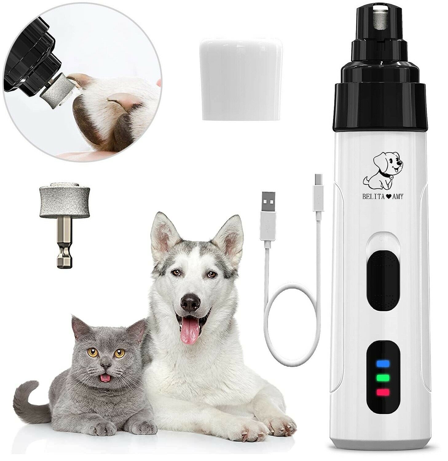 Electric Dog Grinder Nail Trimmer Kit Pet Nail Trimmer Clipper Paws Grooming