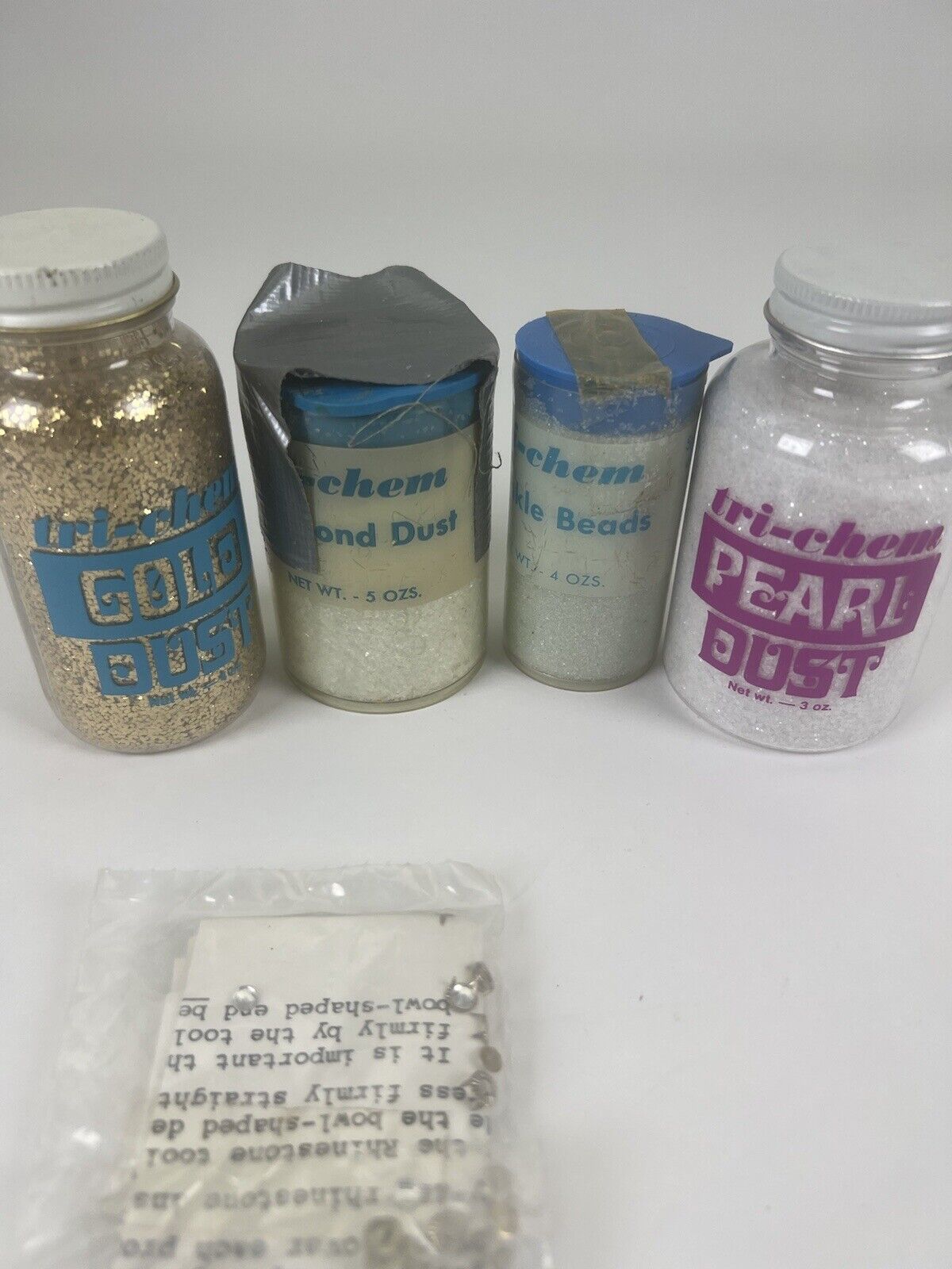 Tri Chem Vintage Glitter Gold Dust Pearl Dust Sparkle Beads Diamond Dust Discont