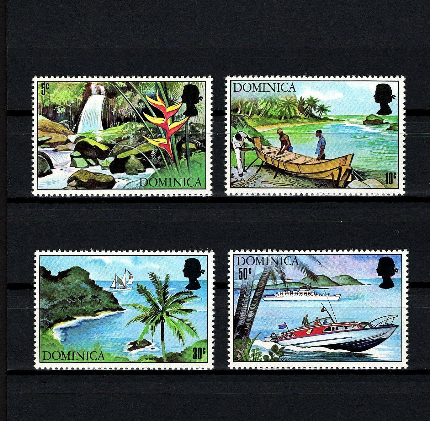 Dominica - 1971 - Qe Ii  - Tourism - Boat - Sailing - Waterfalls + Mint Mnh Set!